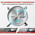 WOJET 20 Inch Pressure Washer Surface Cleaner Attachment, 4 Wheels, Dual Handles, 4500 PSI, Stainless Steel