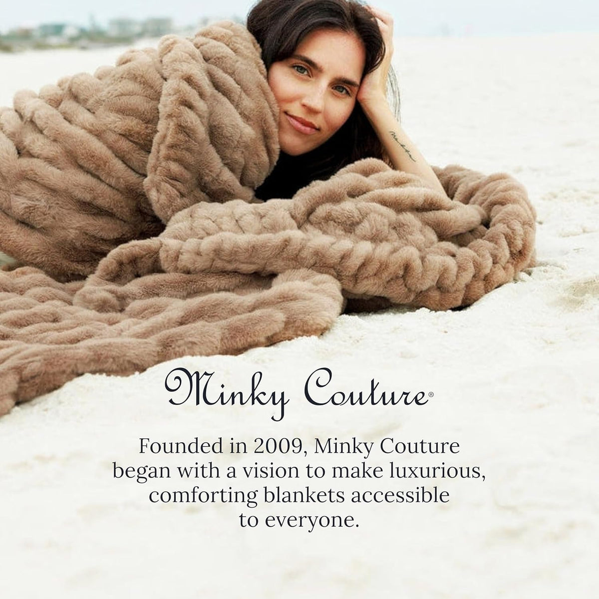 Minky Couture Hugs Extra Plush Stretchy Bubbled Throw Blanket - Travel, Milk Chocolate