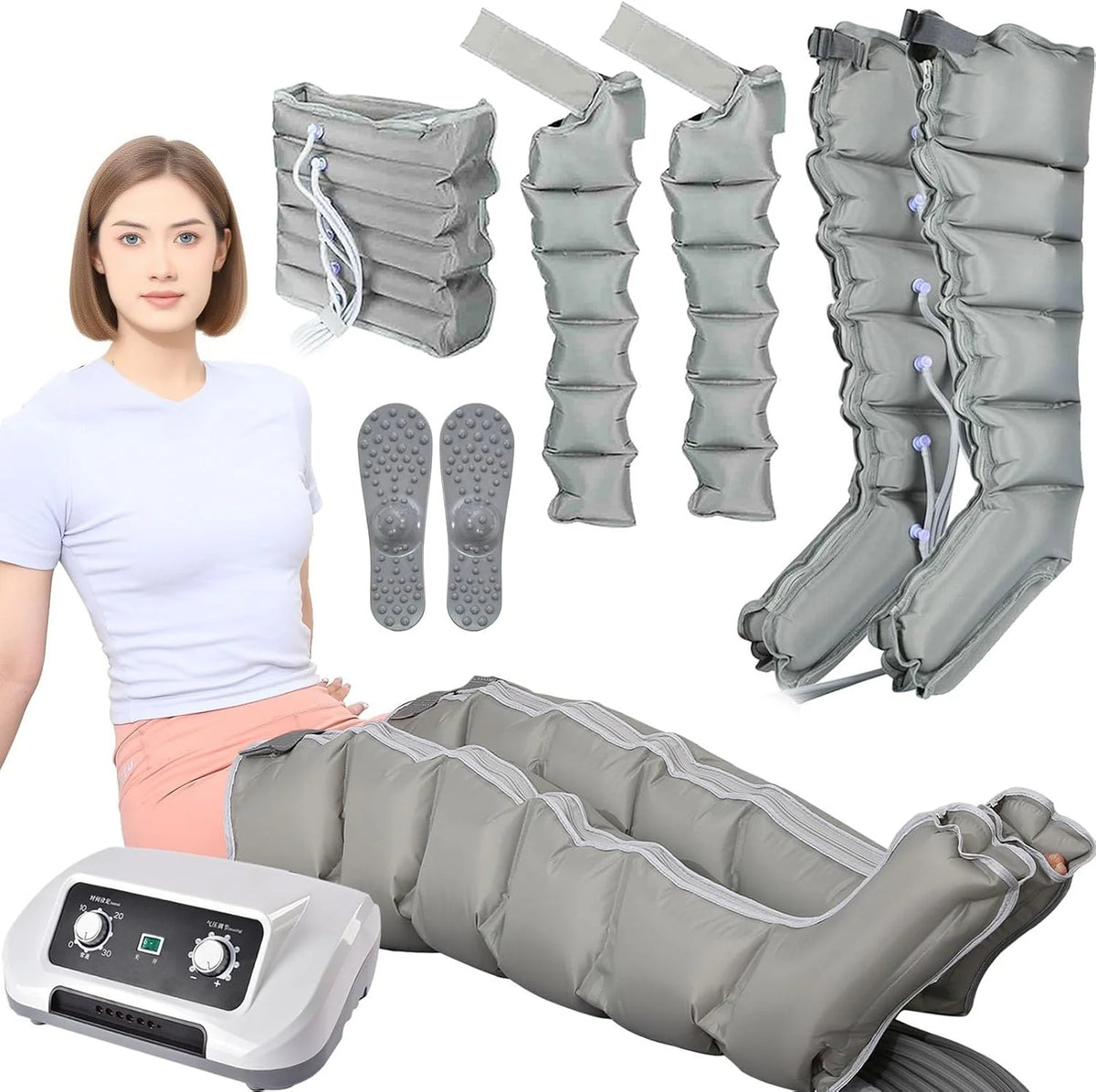 Generique 6-Chamber Pressotherapy Compression Device for Legs, Stomach and Arms - Model 1