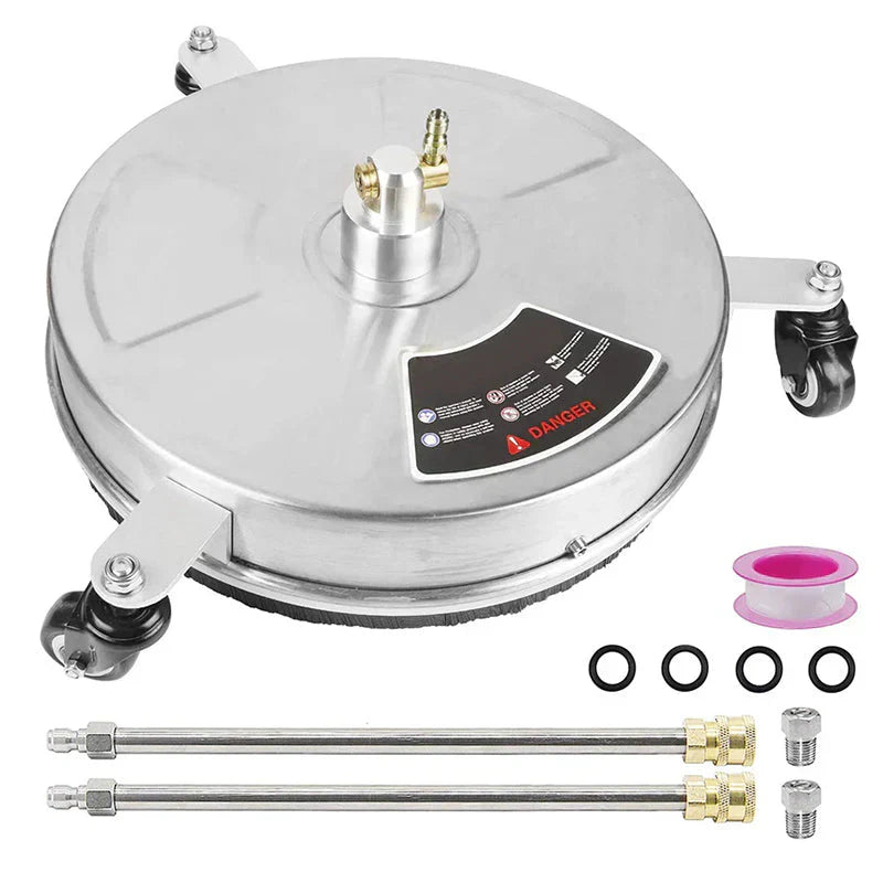 Twinkle Star 15 Inch Stainless Steel Pressure Washer Surface Cleaner With 2 Extension Wands And 2 Replacement Nozzles