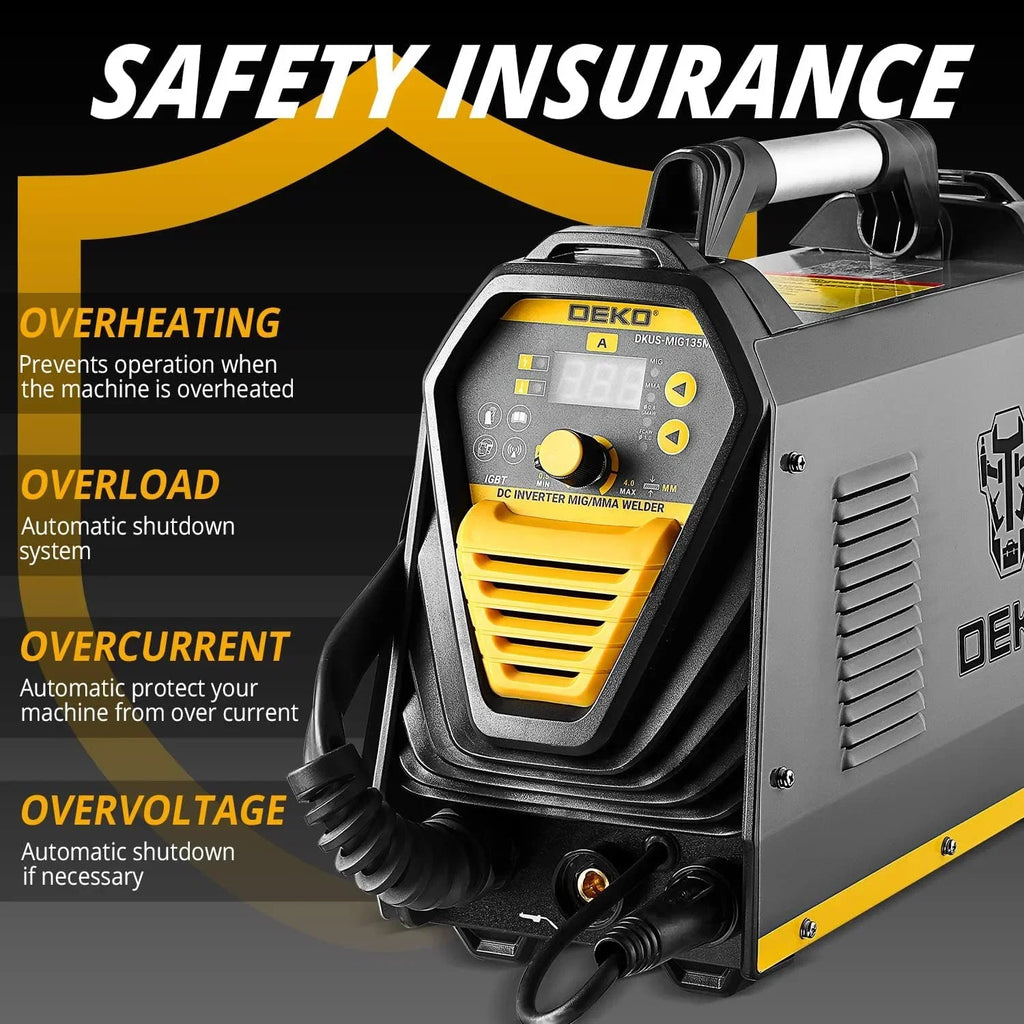 DEKO 135Amp 110V 3-in-1 MIG/MMA Welder - IGBT DC Inverter