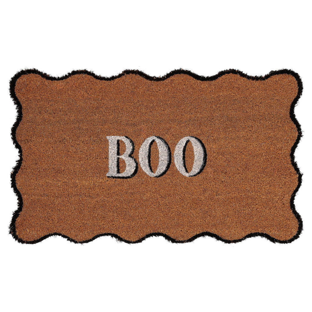 My Texas House Halloween Multicolor Scallop Boo Outdoor Coir Doormat, 18" x 30"