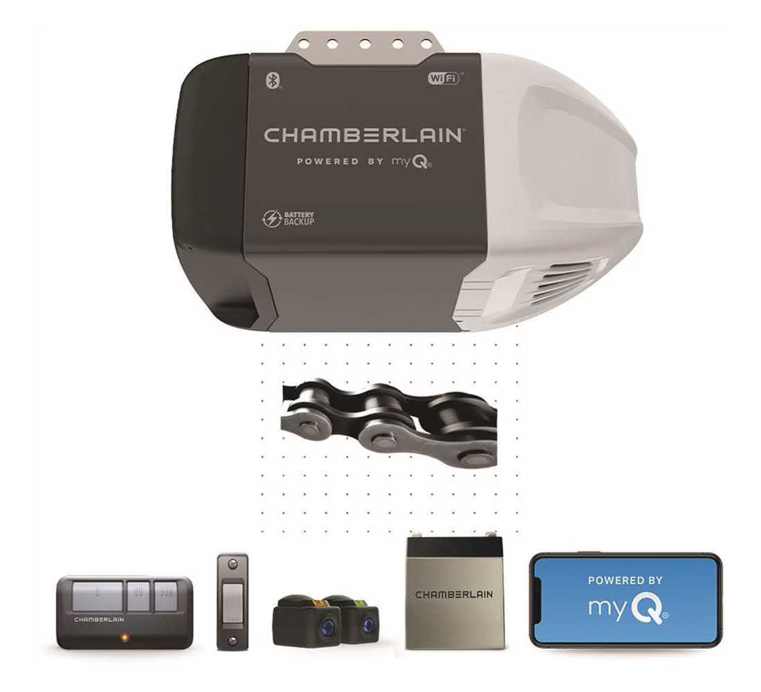 Chamberlain 0.5 HP Chain Drive Smart Garage Door Opener With 7 ft Rail - C2212T