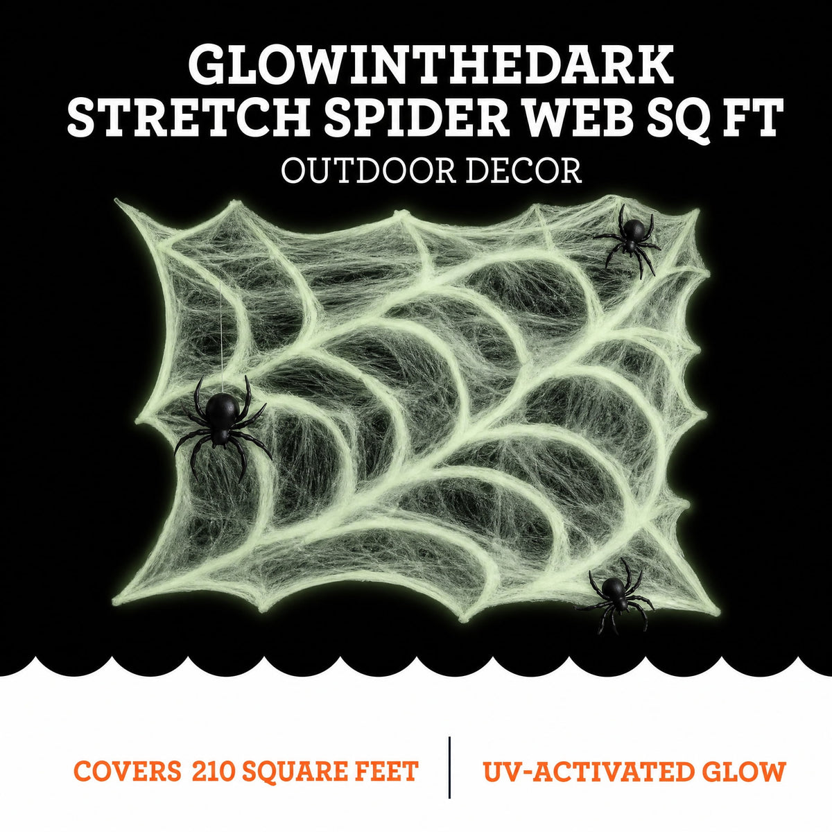 Glow-in-the-Dark Stretch Spider Web Decoration, White, 210 sq ft, Halloween by Way To Celebrate