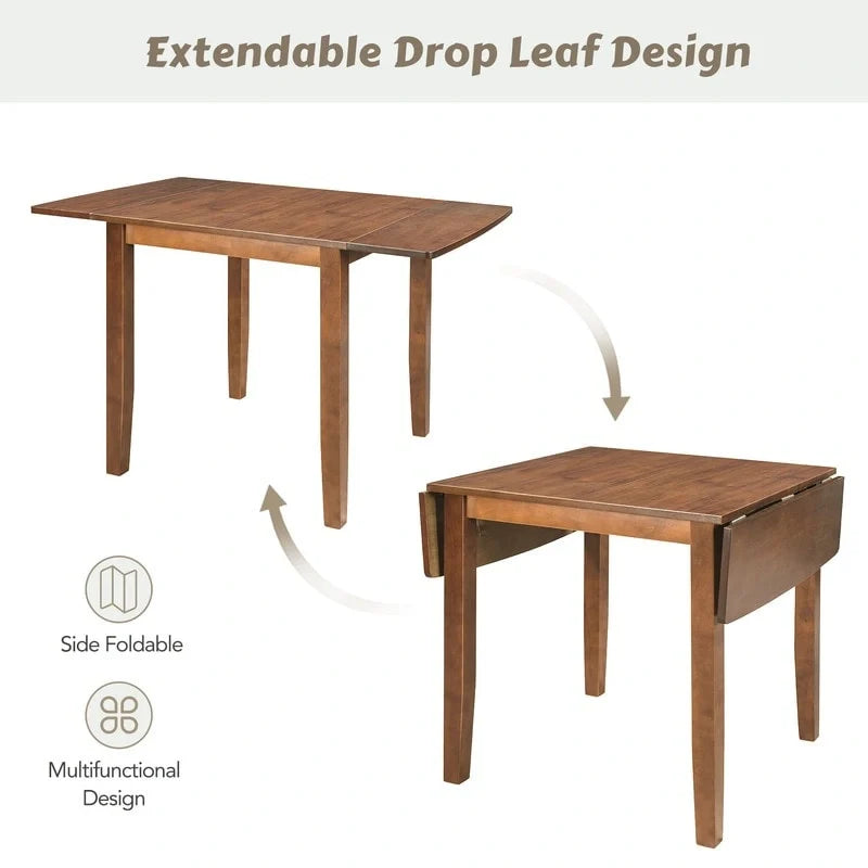 3-Piece Wood Drop Leaf Dining Table Set With 2 X-Back Chairs - 47.3x29.5x29.5inch