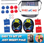 Floating Pool Cornhole Game, Foam, 30 x 26 x 15 Inches, 10 Pieces, Red Blue Black