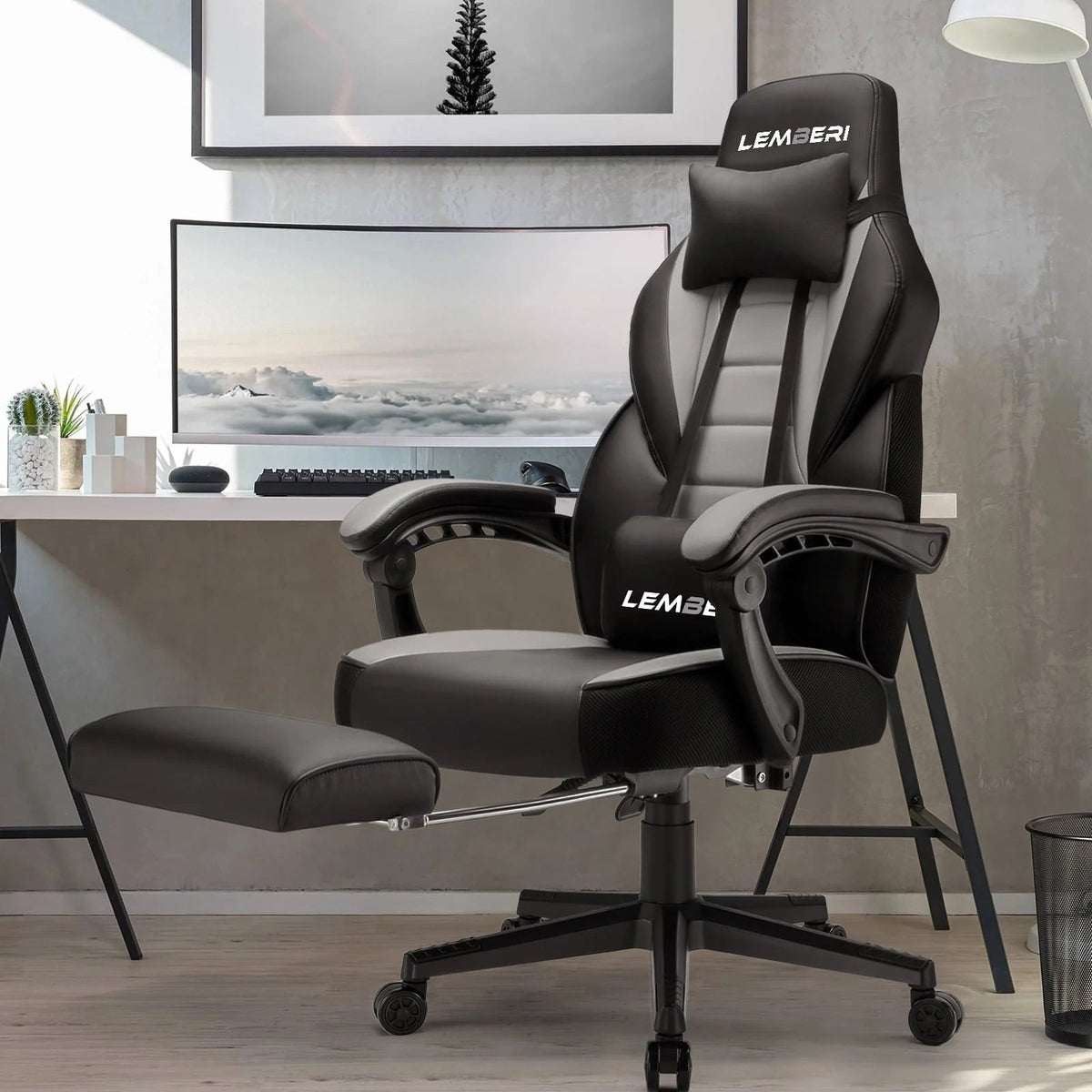 Waleaf Gaming Chair With Lumbar Massage And Footrest