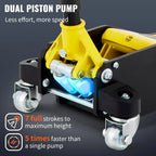 BENTISM Low Profile Floor Jack 3 Ton (6600 lbs), Aluminum And Steel, Yellow And Black - QJD-LTD030A-00