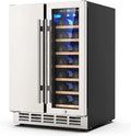 Ecojoy 24 Inch Dual Zone Wine And Beverage Refrigerator, 20 Bottles And 57 Cans