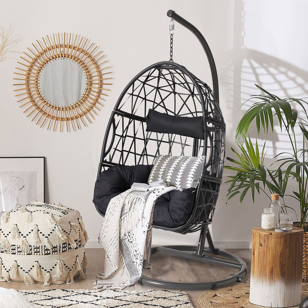 Haverchair Outdoor Patio Wicker Egg Chair With Stand And Cushion