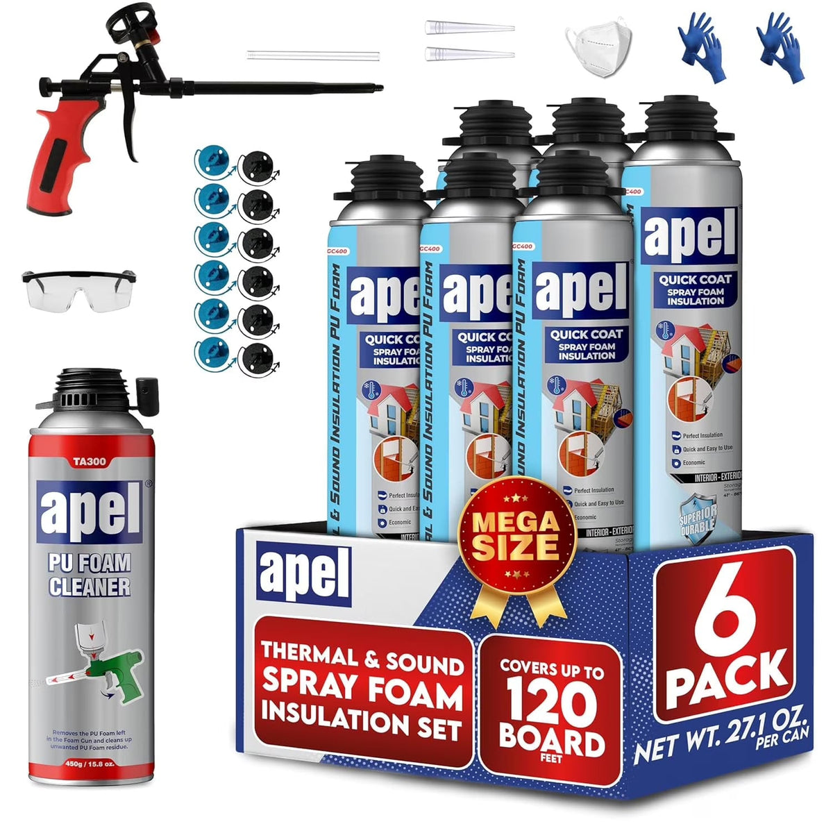 apel Spray Foam Insulation Kit, 12 x 32.80 oz / 240 Bd ft - 12 Pack