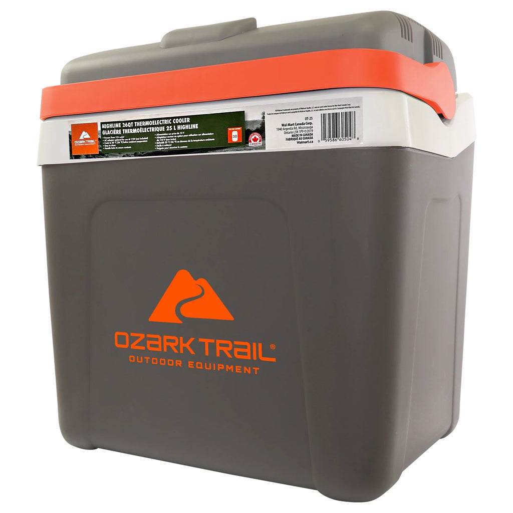Ozark Trail 12V Iceless Electric Cooler, 26QT / 24L, 30 Cans, Grey - Highline