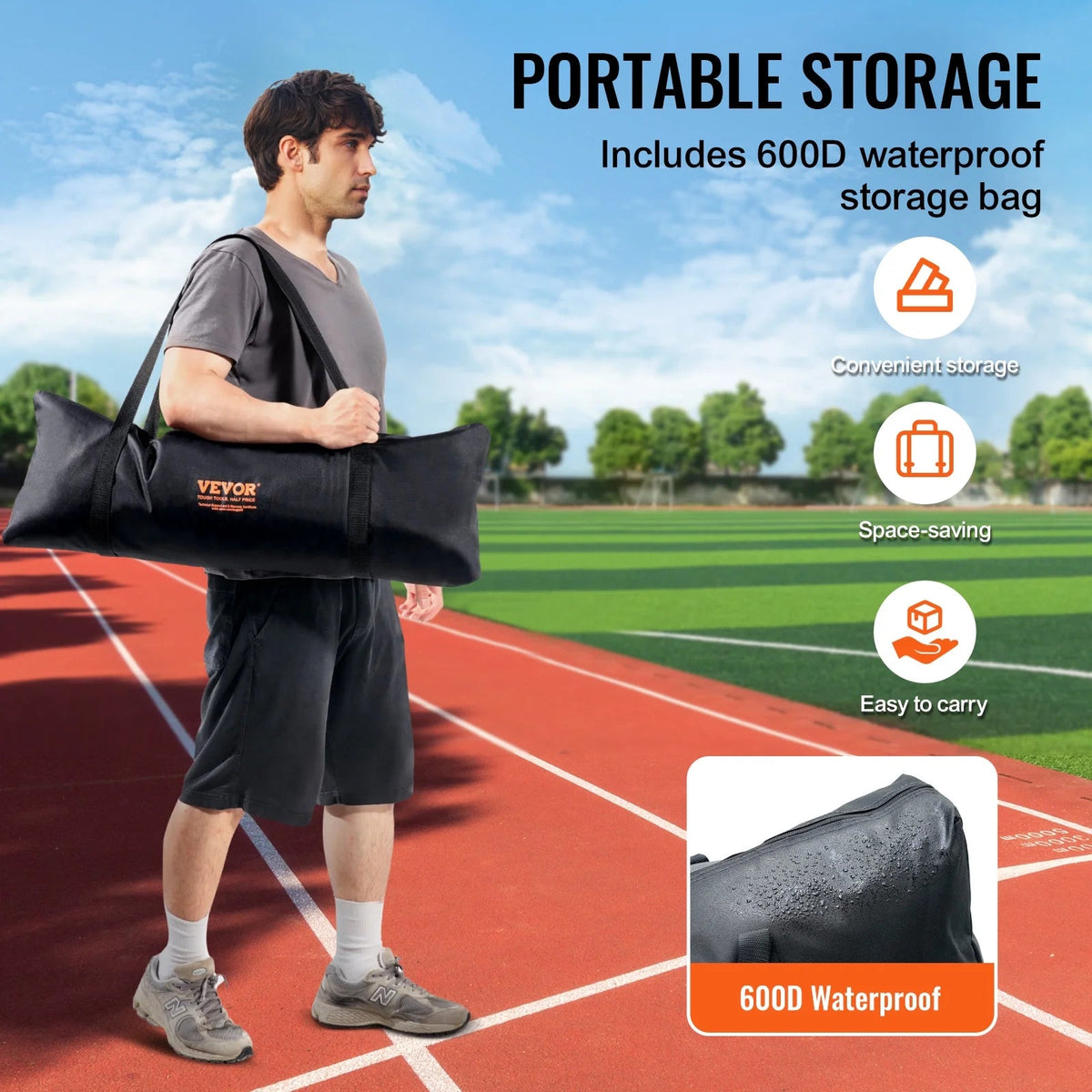 VEVOR Barricade Backstop Net, 12x9 ft Ball Sports Barrier Netting With Carry Bag - SSPDYBQ004