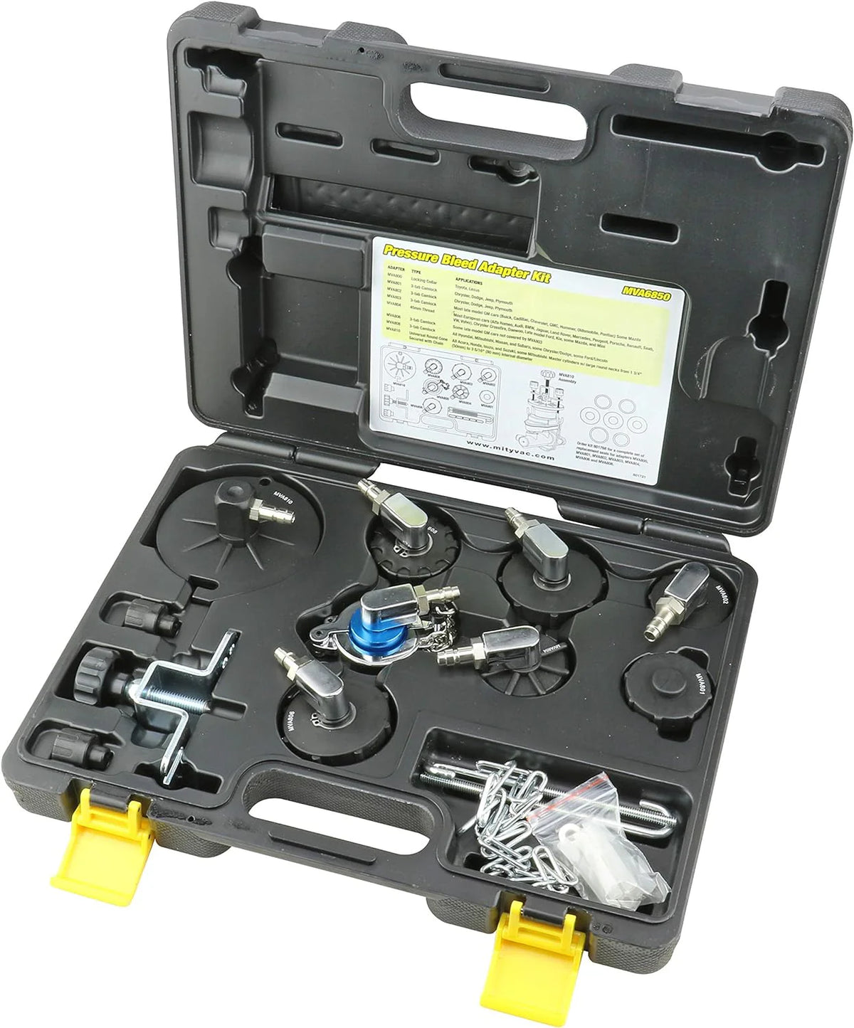 Mityvac Hydraulic Brake And Clutch Pressure Bleeding System, 7 Adapters, 16 x 12 x 12 in, 11.4 lb - MV6840