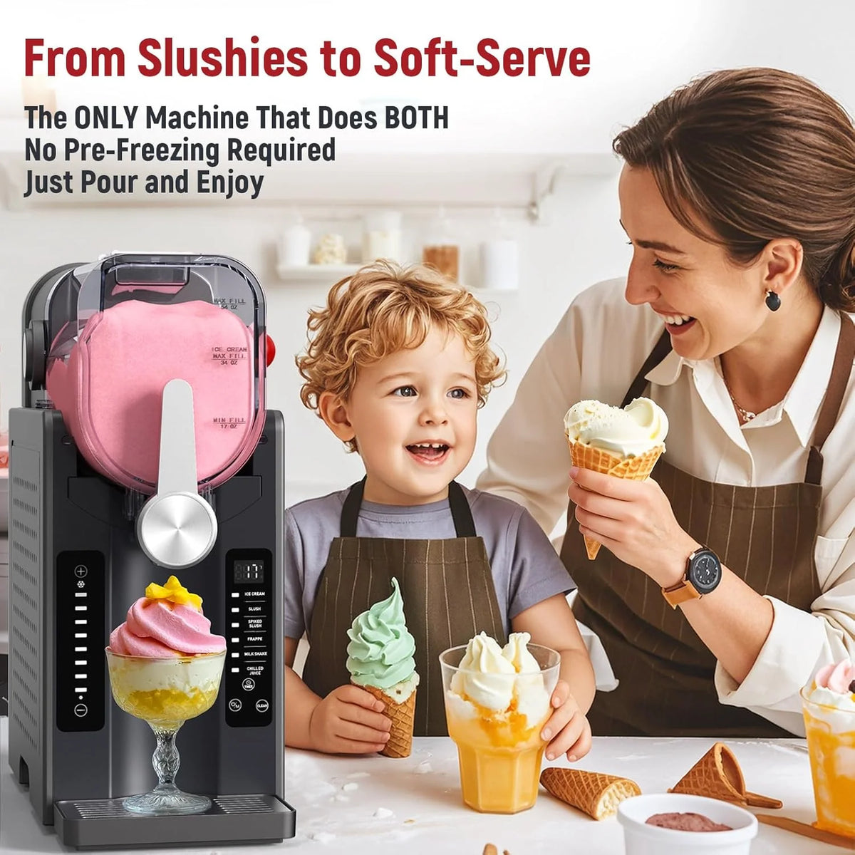 UJR Slushie And Ice Cream Maker, 68 oz, 6 Preset Modes - SBL-2408