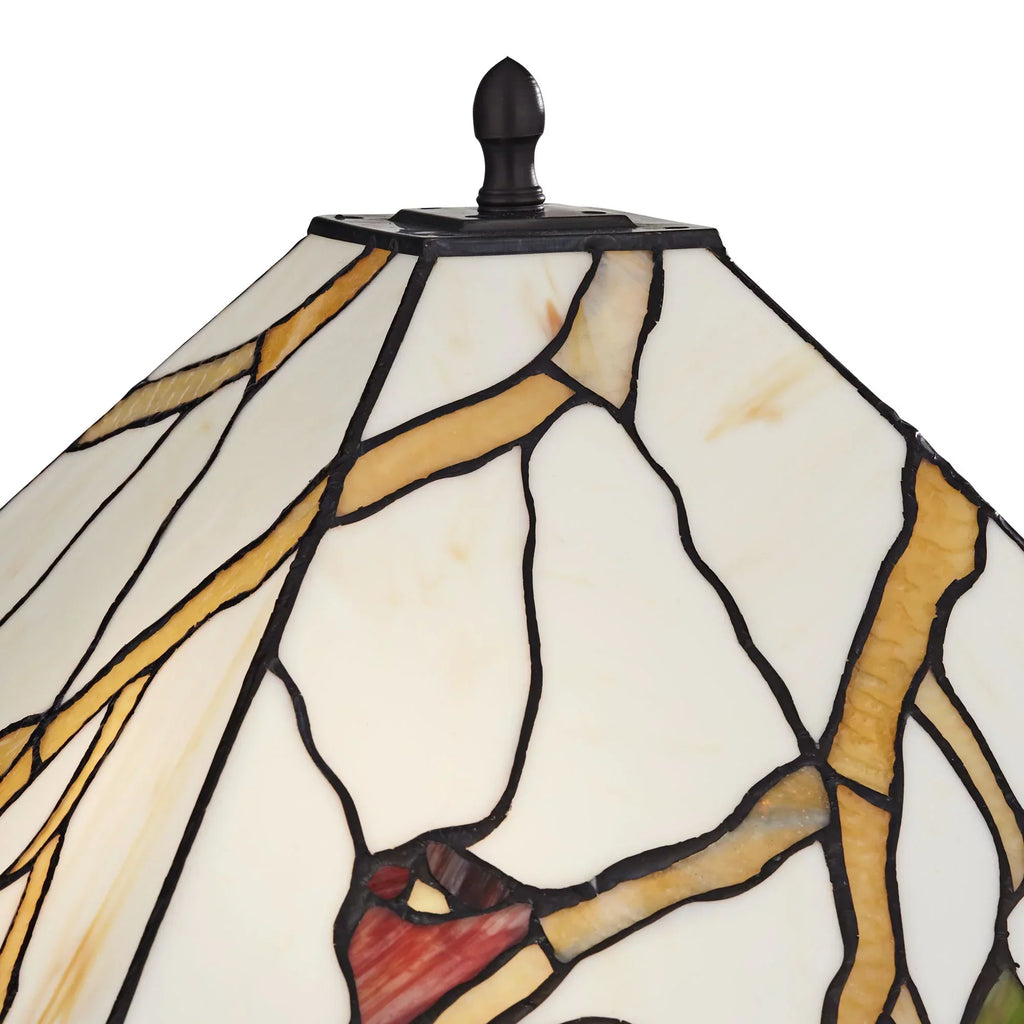 Robert Louis Tiffany Table Lamp 26 inch High Dark Bronze Cherry Blossom Stained Art Glass Shade