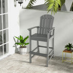 Outdoor HDPE Tall Adirondack Counter Height Bar Stool With Armrests And Footrest - 30Quot