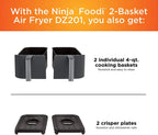 Ninja Foodi 6-in-1 2-Basket Air Fryer, 8-Quart, Dark Grey Stainless Finish - DZ201
