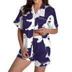 ChenYiFH Halloween Pajama Sets For Women 2 Piece Pumpkin Print Shirts And Pajamas Shorts Button Down Short Sleeve Sleepwear Black S