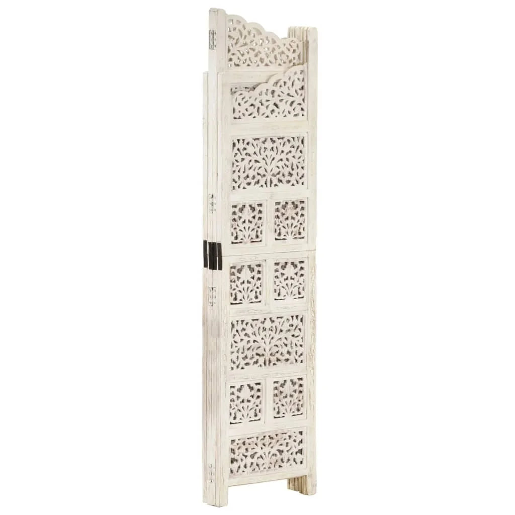 vidaXL 4-Panel Folding Privacy Screen, Solid Mango Wood, 63 x 65 in - Brown