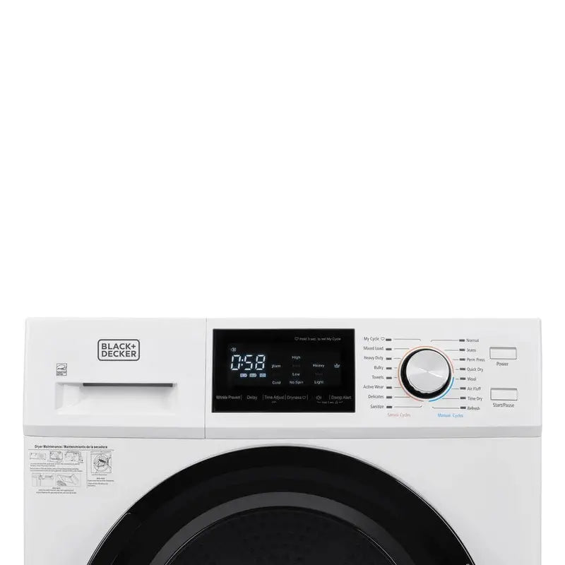 BLACK+DECKER 4.4 Cu. Ft. 240-Volt Ventless Electric Heat Pump Dryer, White - BDFH44M