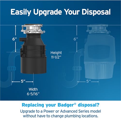 Garbage Disposal, 1/2 HP Continuous Feed, Compact Design, Quick Lock Installation