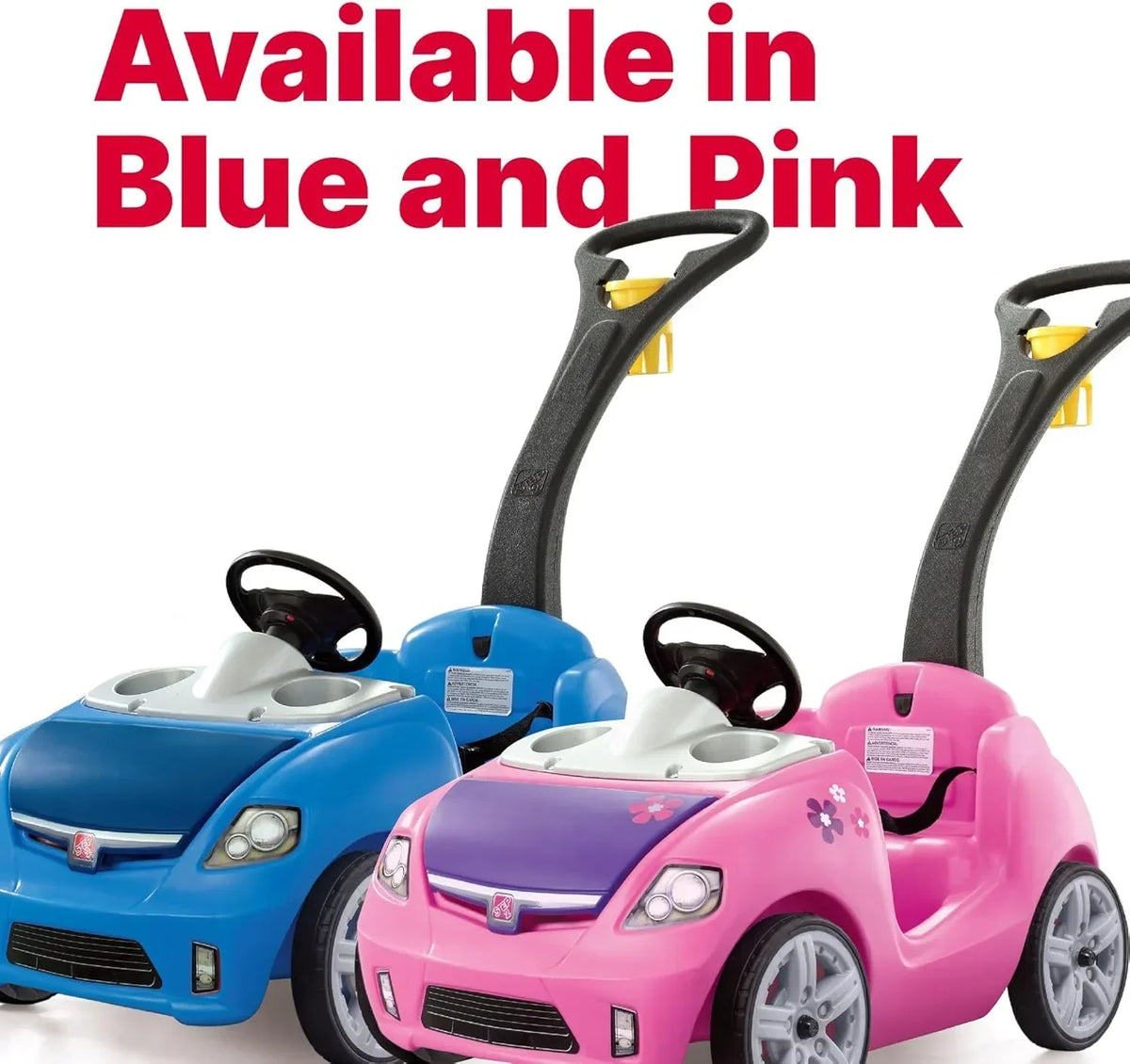 Step2 Ride-On Push Toy Car, Pink, Large, With Included Seat Belt - Whisper Ride II