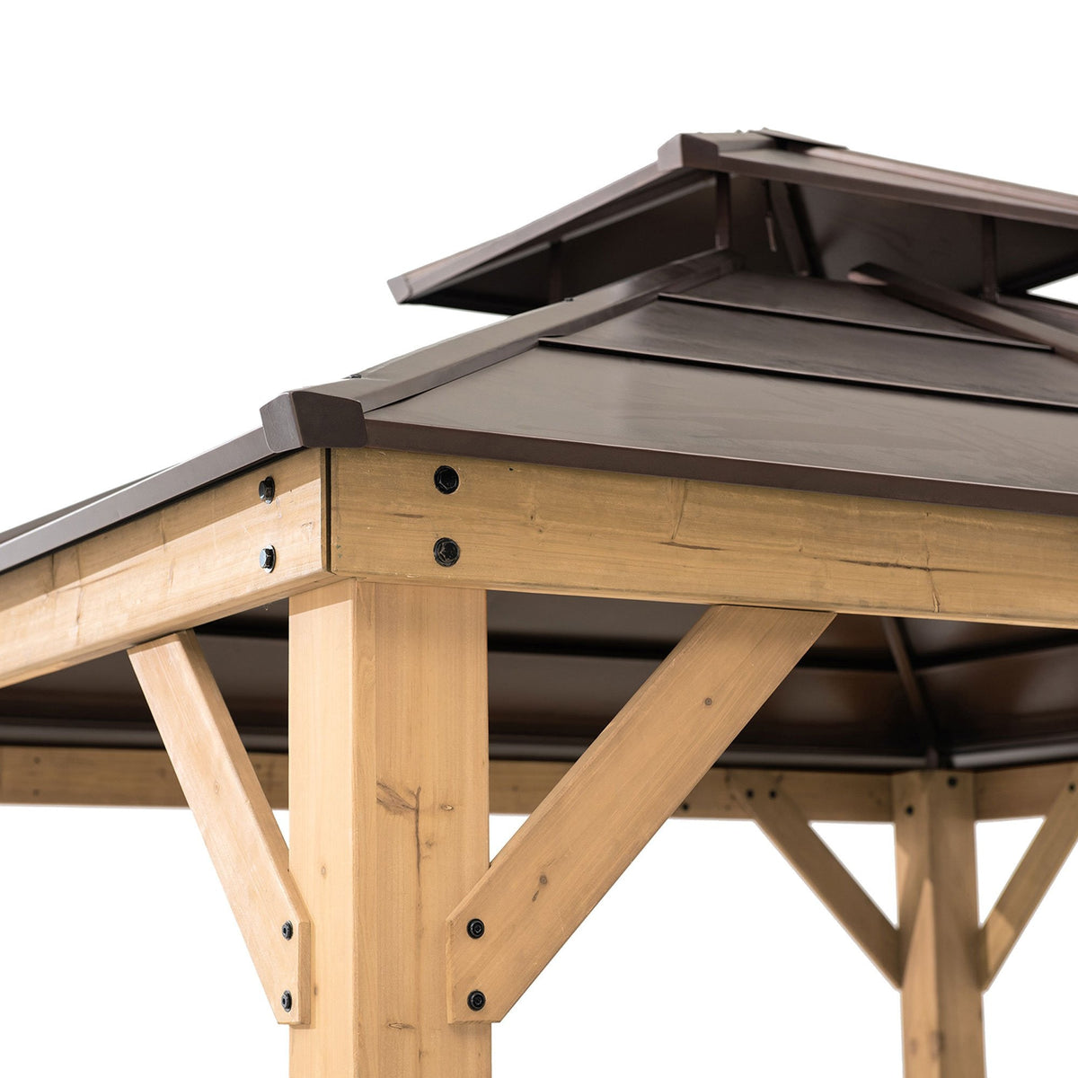 10 x 10 ft Cedar-Framed Gazebo With Steel 2-Tier Hip Roof Hardtop