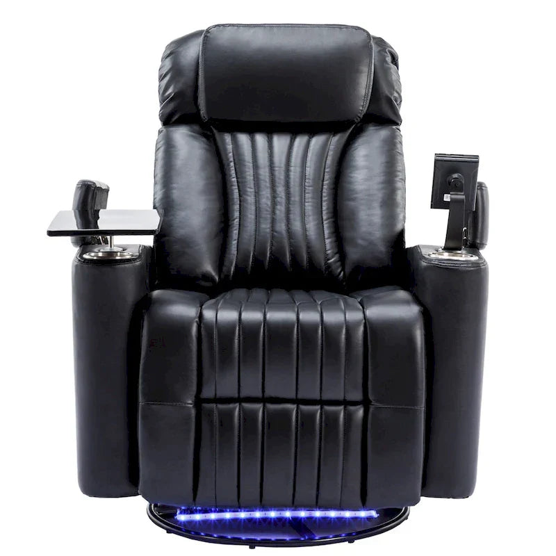 Power Home Theater Recliner Chair, 34.6 D x 38.2 W x 41.4 H, 110-160 Recline, 270 Swivel