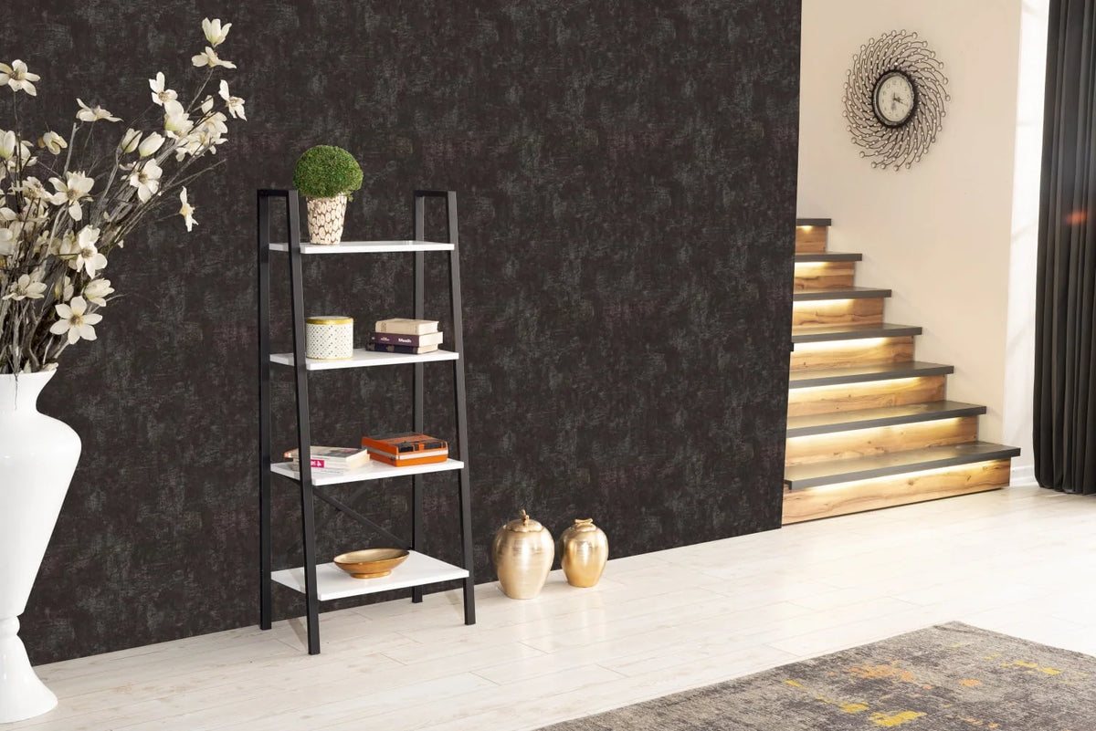 GeeHome Leon 5 Tier Modern Ladder Bookshelf With Metal Frame - White