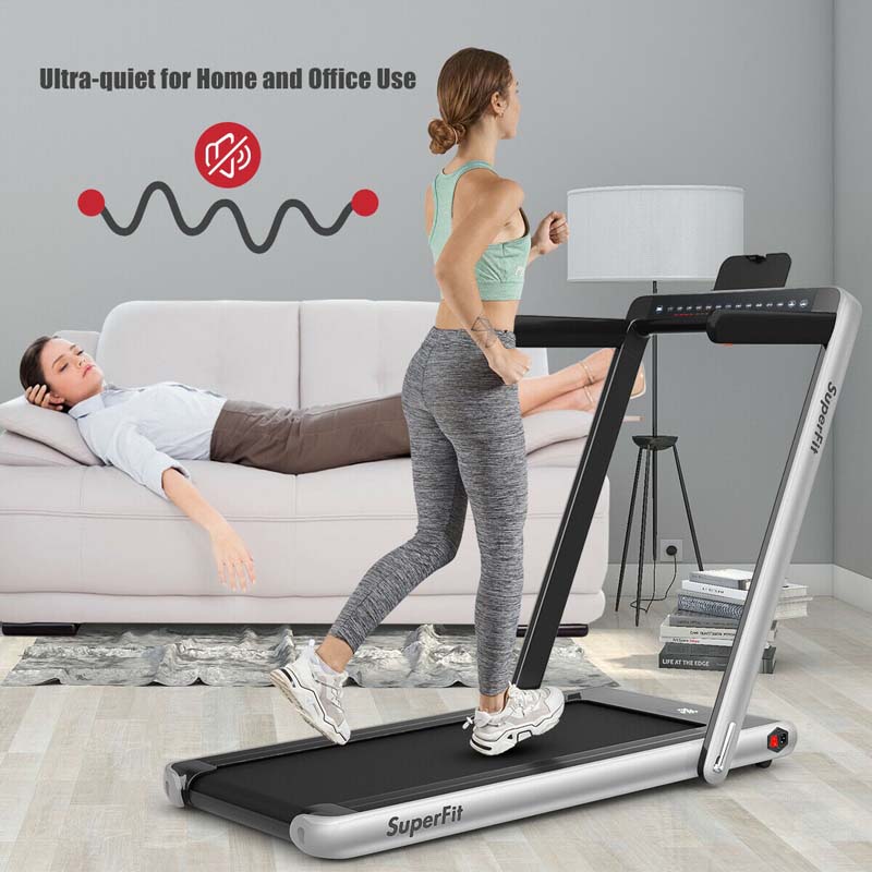 2 In 1 Folding Treadmill, 2.25 HP, 40 in x 16 in Running Area, Dual Display And App Control