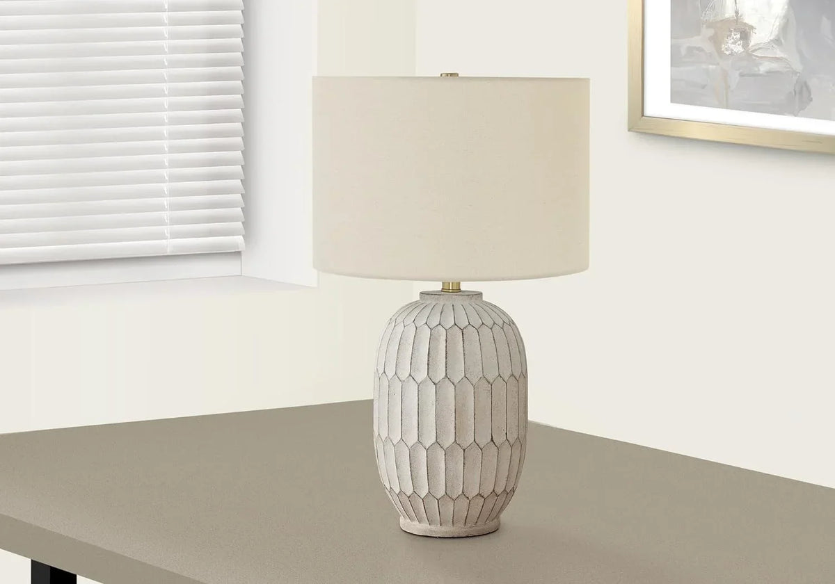 Table Lamp, Cream Resin, 14.5 in L x 14.5 in W x 24 in H - 9720