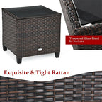 3-Piece Rattan Patio Conversation Set With Cushions And Coffee Table
