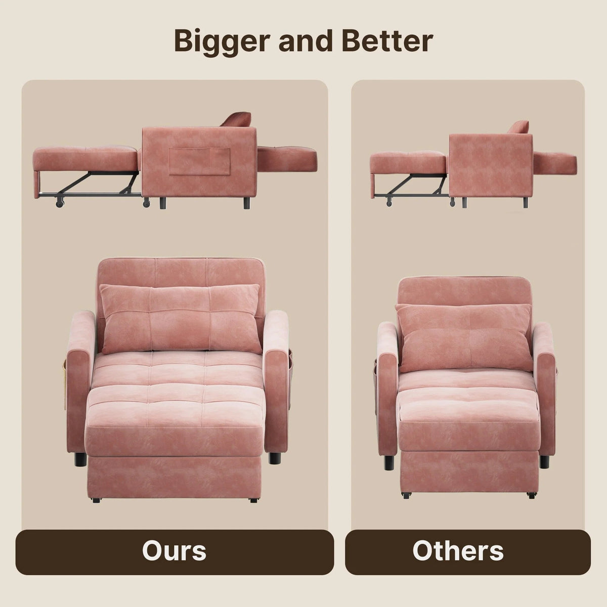 3-in-1 Adjustable Pull-Out Sleeper Sofa Bed With 330 Pounds Capacity