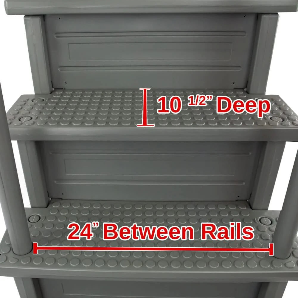 Aqua Select Anti-Slip In-Pool Steps, Gray, 28in W x 81in H, 300 lbs Capacity - For Above Ground Pools