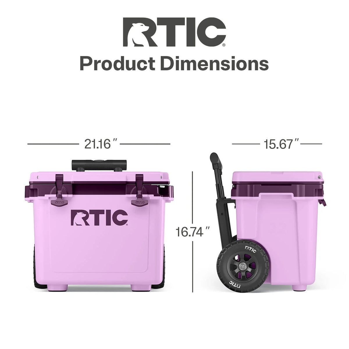 RTIC Ultra-Light Wheeled Hard-Sided Cooler, 22 QT, Fits 28 Cans or 6 Wine Bottles, White & Grey