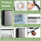 Simenmax Single Door Mini Fridge, 3.2 Cu. Ft., Silver