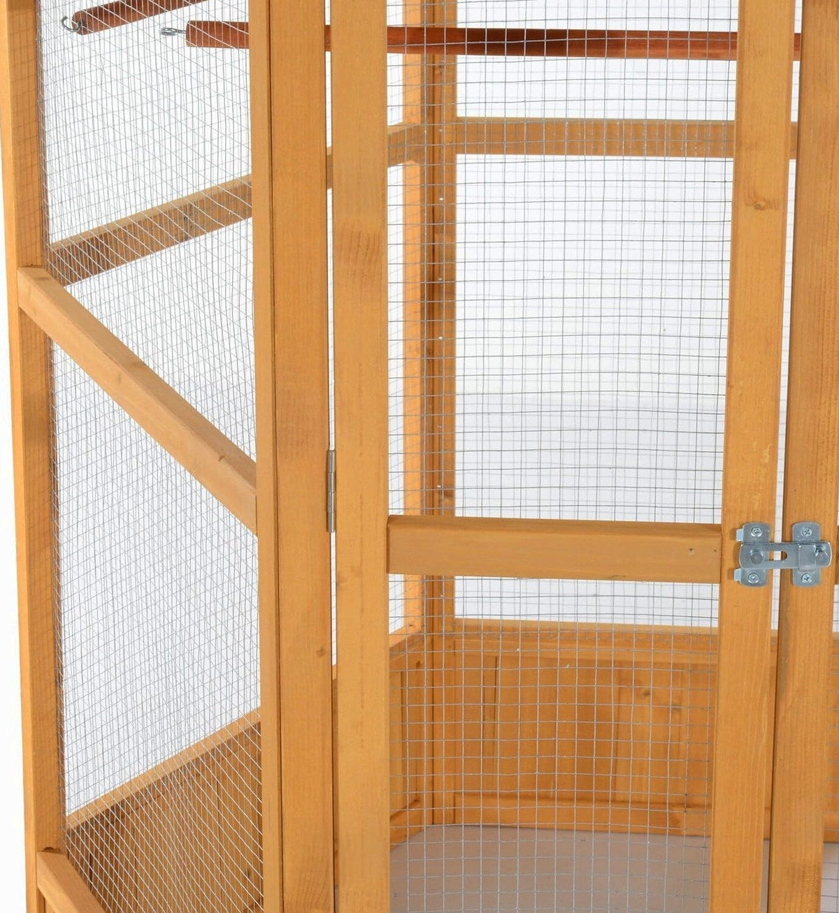 Large Wooden Hexagonal Outdoor Aviary Flight Bird Cage With Covered Roof