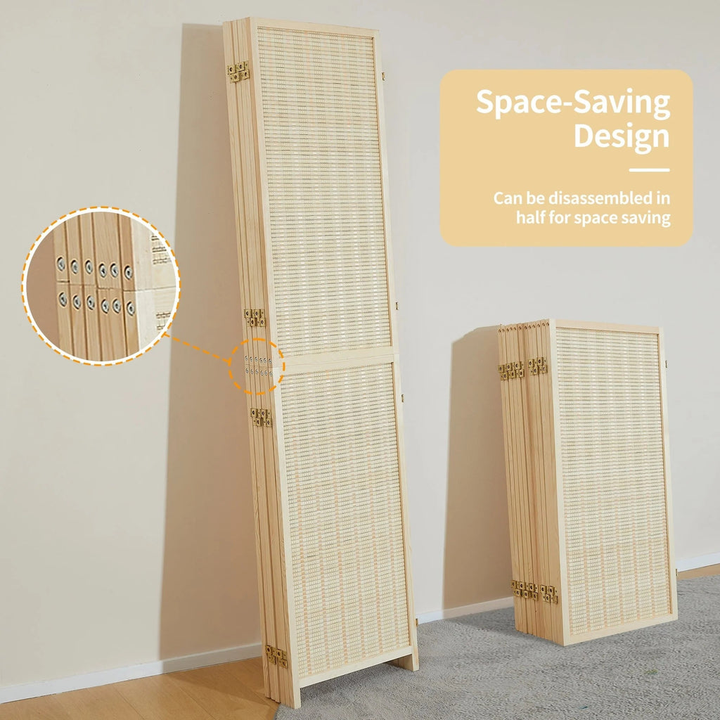 Bamboo 4-Panel Folding Room Divider, 6FT