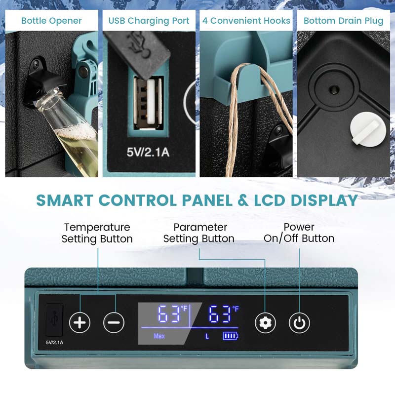 40-Quart Dual-Zone Portable Car Refrigerator Cooler Freezer With Wheels