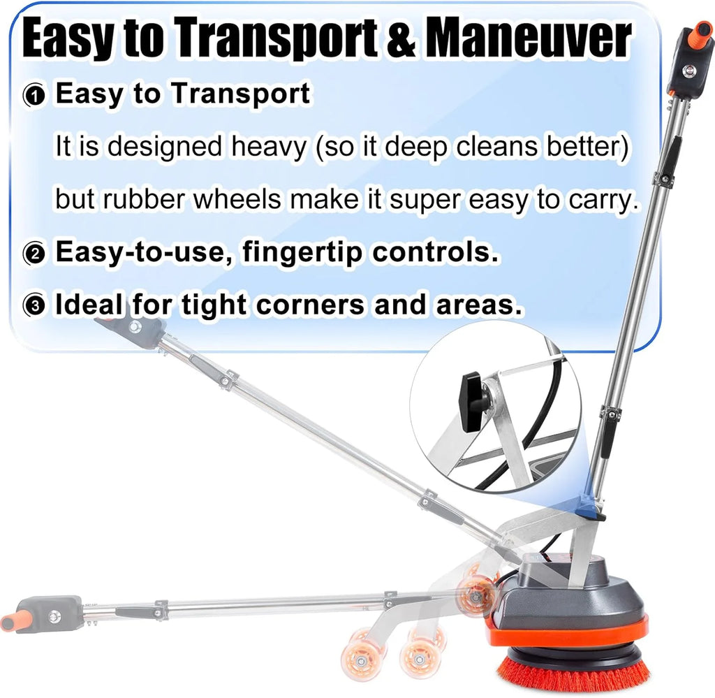 HHQ Commercial Orbital Floor Scrubber Buffer Polisher, 1.5 HP, 1100 Watts, 50-Foot Cord - Floor Scrubber-B