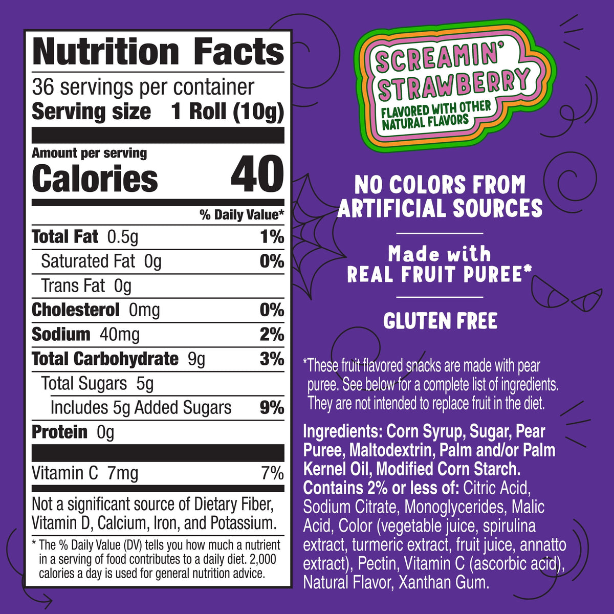 Fruit Roll-Ups Mini Rolls, Screamin' Strawberry Fruit Flavored Snacks, 36 Count, 13.3 oz