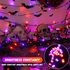 Magotan 100 LED 33 ft Halloween Lights Outdoor Indoor Orange and Purple Halloween Decorations String Lights