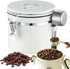Coffee Storage Canister With Spoon, Date Tracker And One-Way Exhaust Valve - 1200ml, 1500ml, 1800ml