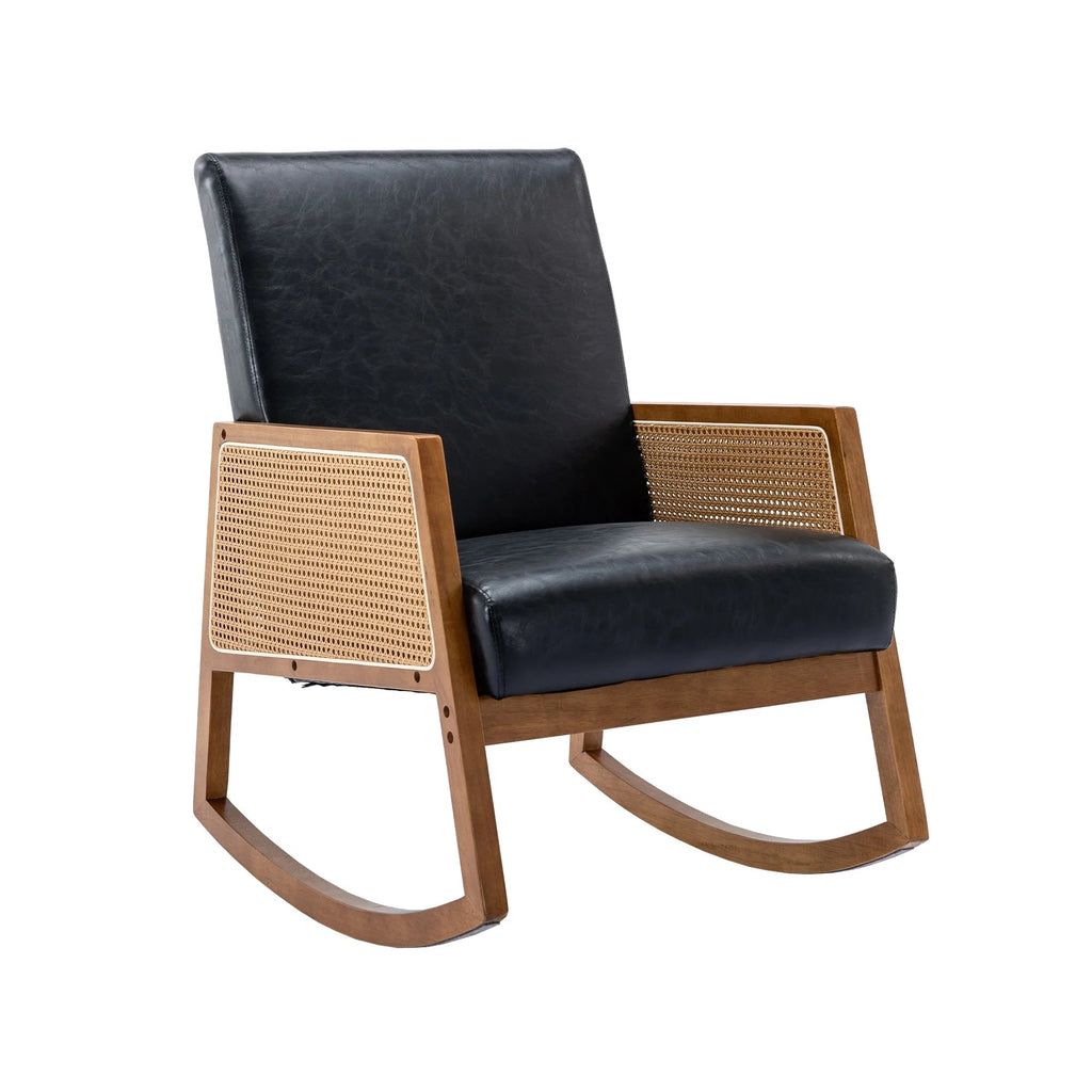 Upholstered Tall Back Gliding Rocking Armchair