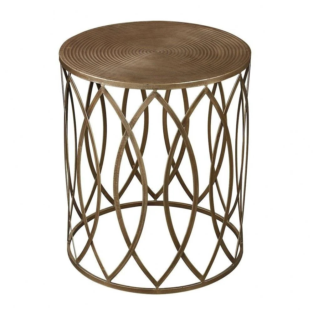 Bailey Street Home Metal Round Side Table, Champagne Antique And Gold, 17 Inches W X 20 Inches H