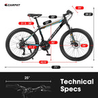 26 Inch Men's Mountain Bike With Shimano 21-Speed And Disc Brakes - Black Orange