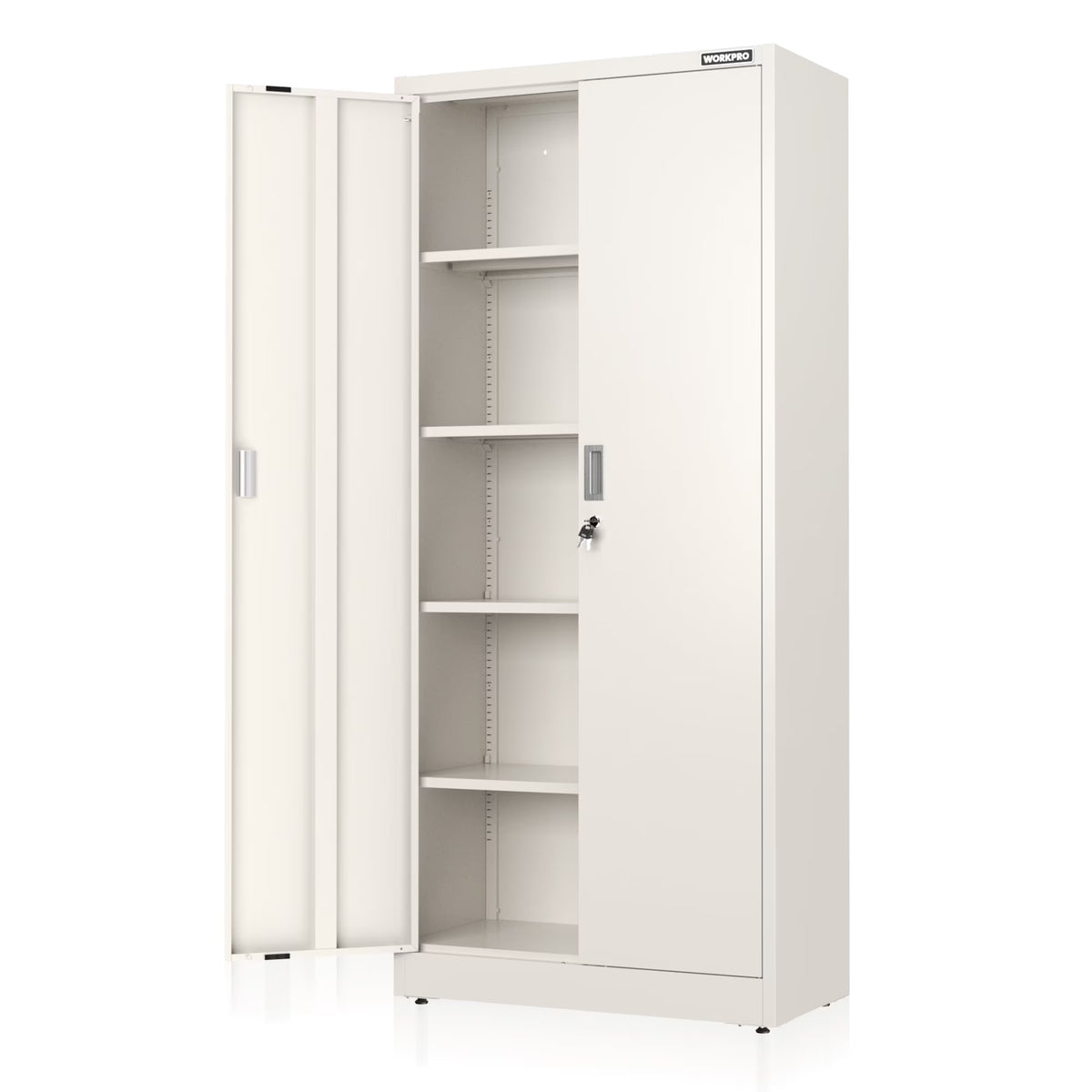 WORKPRO Metal Storage Cabinet With Locking Doors, Adjustable Shelves, Black, 71 Inches Tall - 31-1/2 x 15-3/4 Inch