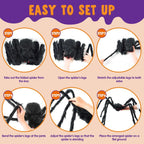 Joyfy 5 ft Scary Giant Spider Halloween Decorations Outdoor, Poseable Spider Lifelike Hairy Prop for Yard, Haunted House, Tree or Porch Party Decorations