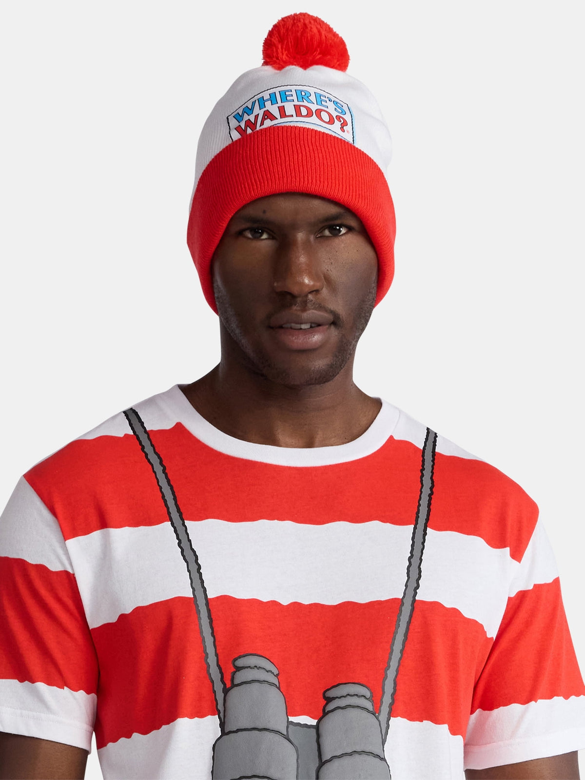 Where's Waldo, Men's & Big Men's Graphic Halloween Cosplay T-Shirt and Matching Character Beanie